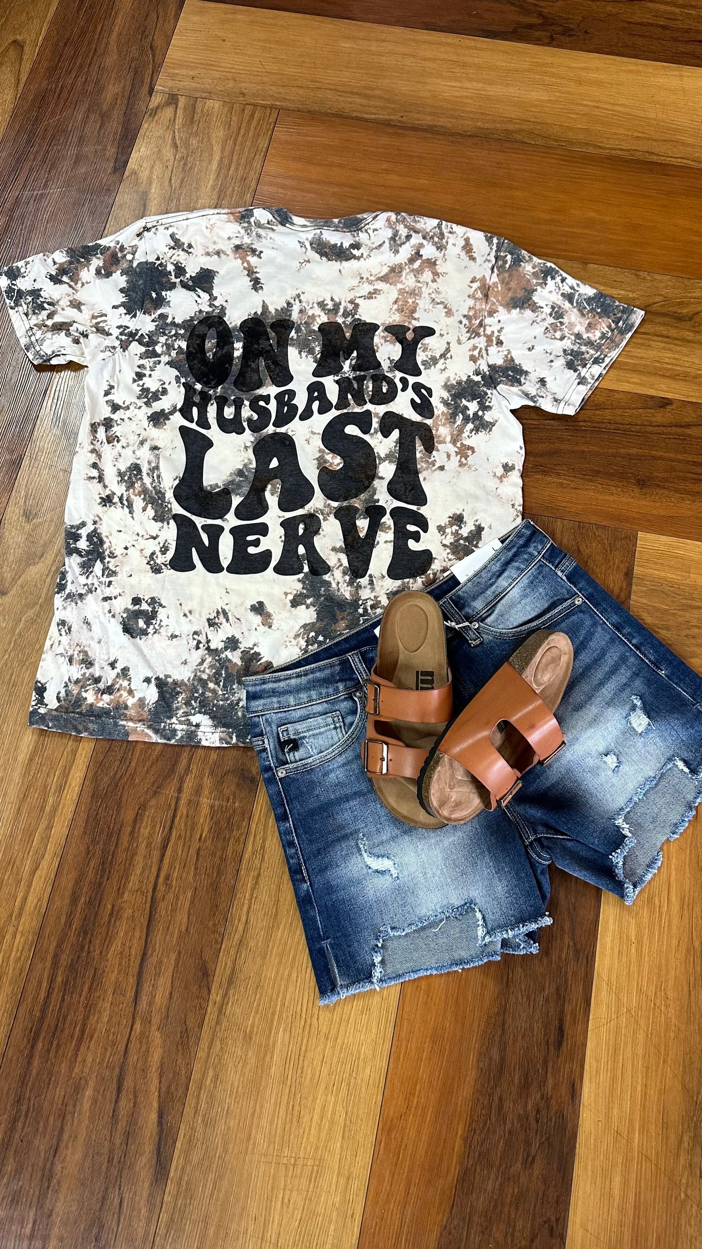 ON MY HUSBAND'S LAST NERVE COWHIDE TEE