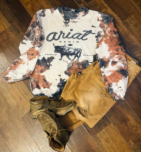 Ariat cowhide bleached crewneck sweater