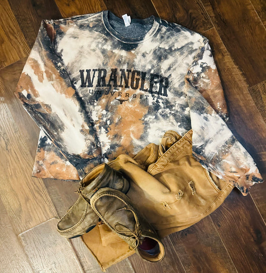 Wrangler cowhide bleached crewneck sweater