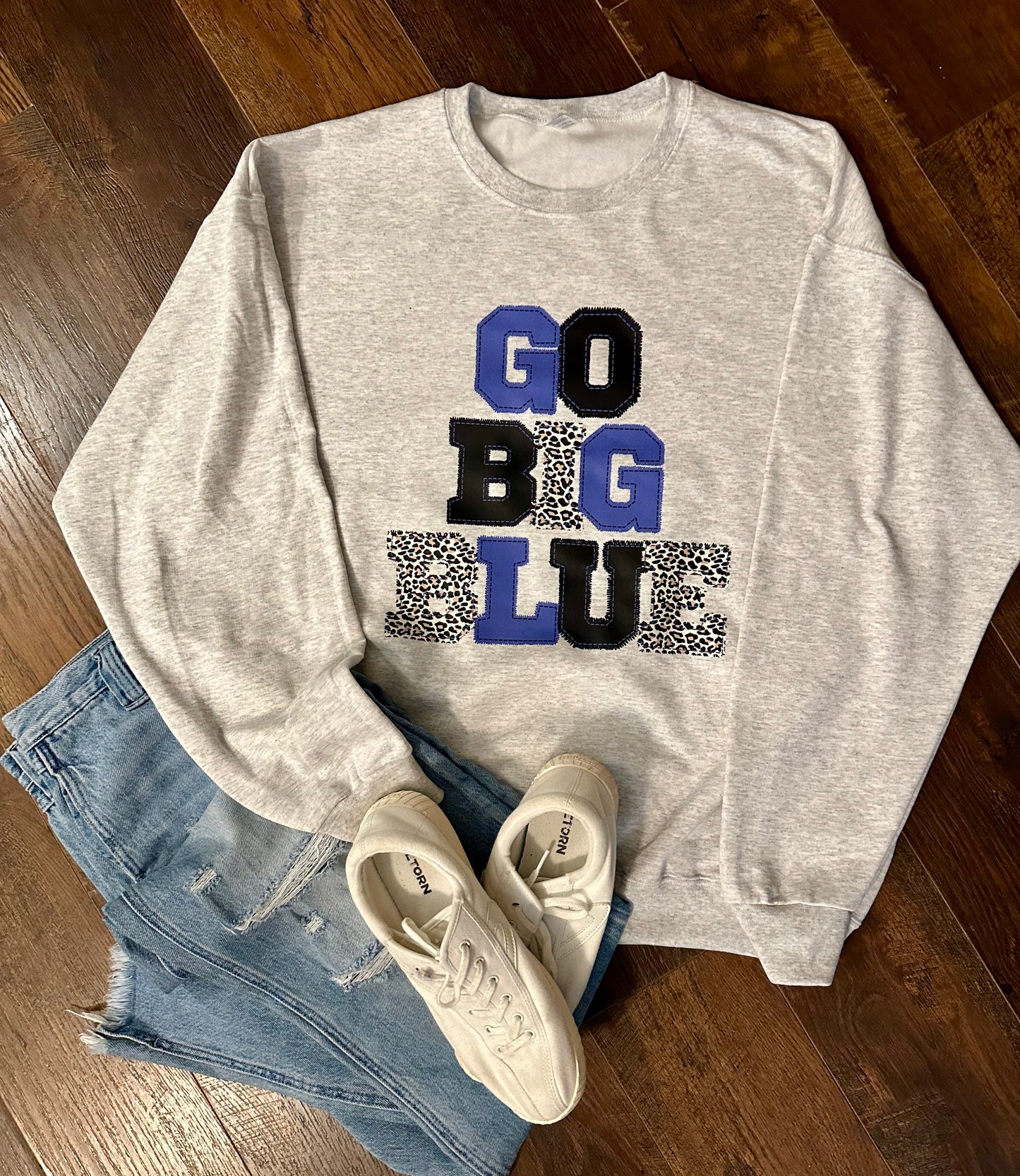 Go Big Blue faux embroirdered dtf design